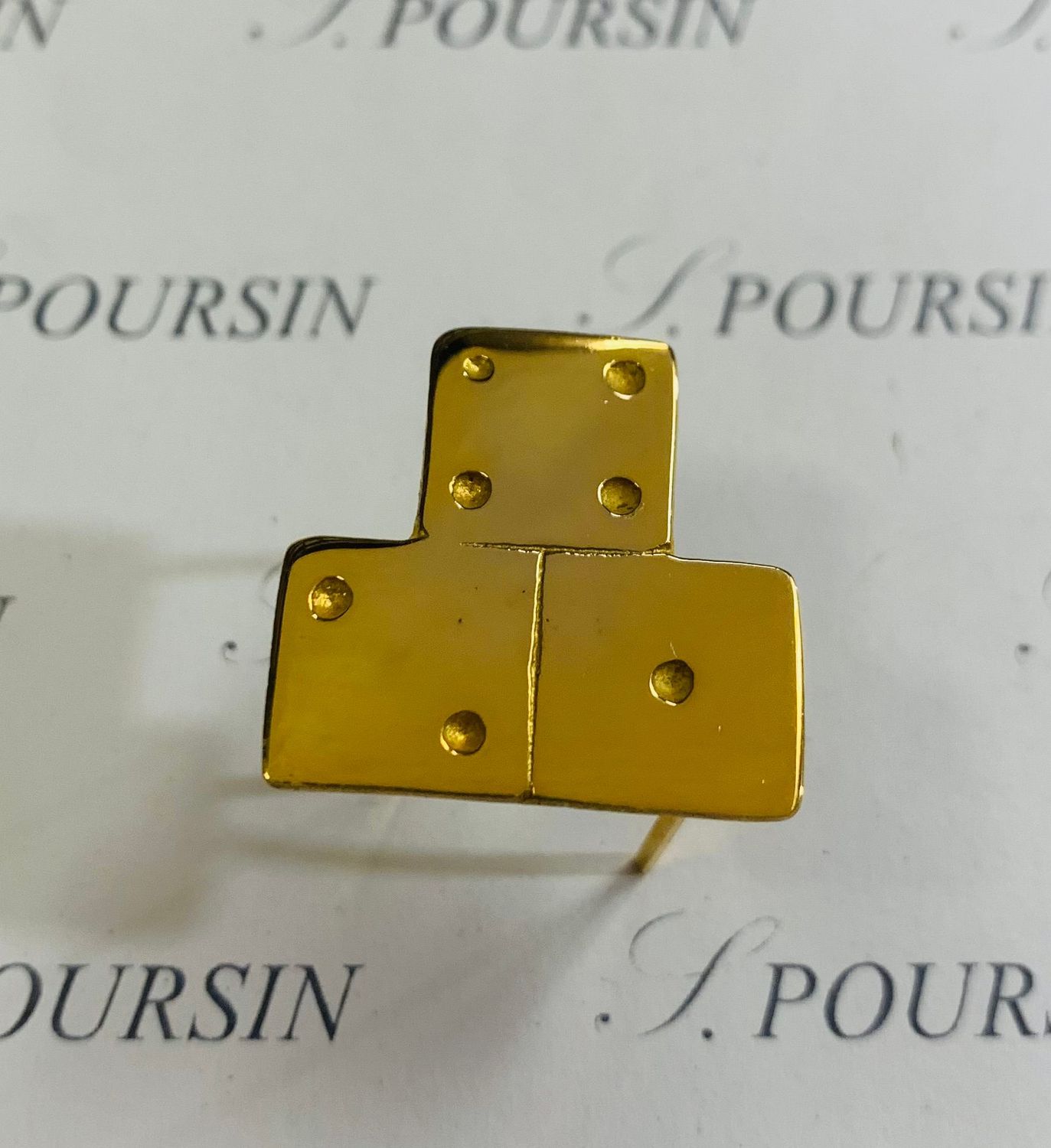 Ornement Domino à tiges Laiton Poli Doré - 2 pièces