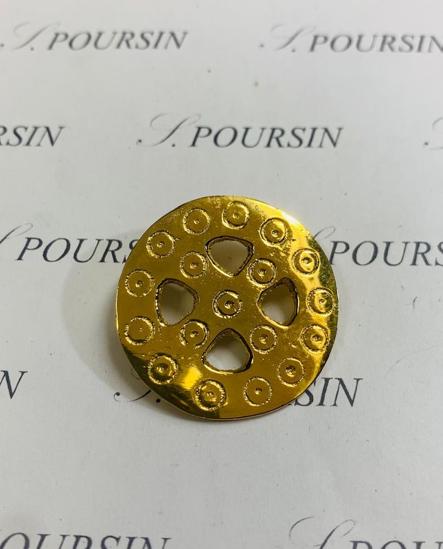 Bouton Ornement Merovingien OM.6 à anneau Laiton Poli Doré - lot de 2 pièces