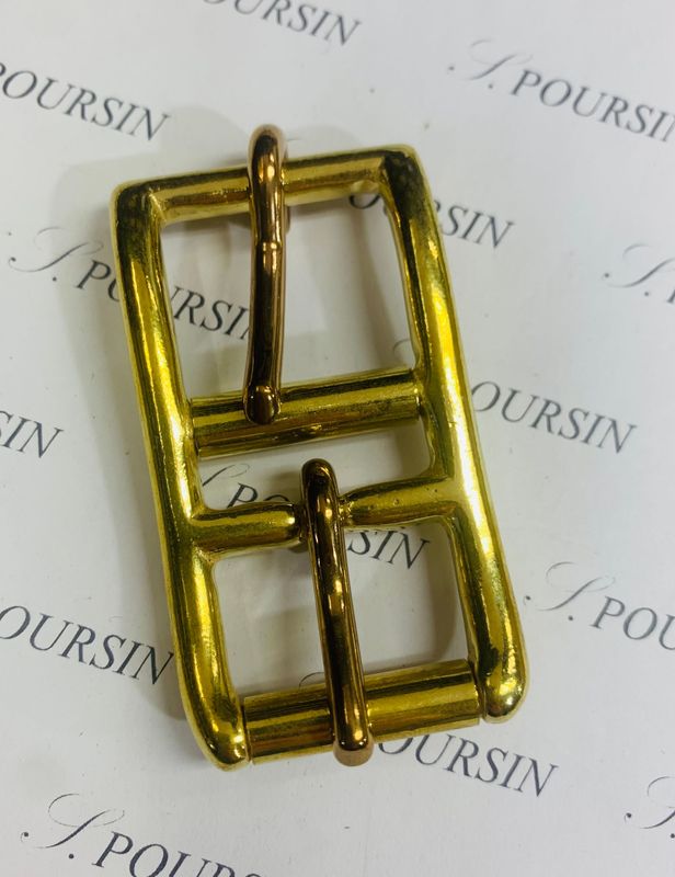 Boucle sous-ventrière double SVD 27mm -2 Ardillons- Laiton Poli Bille - 1 pièce