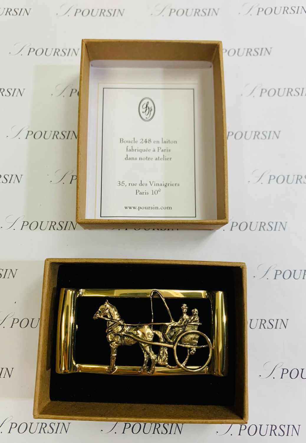 Boucle Double 248/25 "Calèche 2 Meneurs" à Pont & Tenon Laiton Poli Main Verni  - 1 pièce