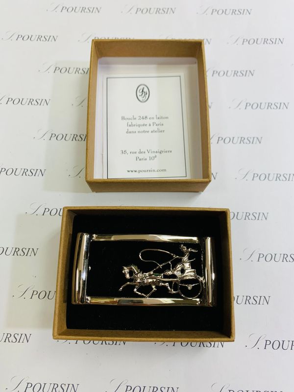 Boucle Double 248/25 "Calèche 1 Meneur" à Pont & Tenon Laiton Poli Main Nickel  - 1 pièce