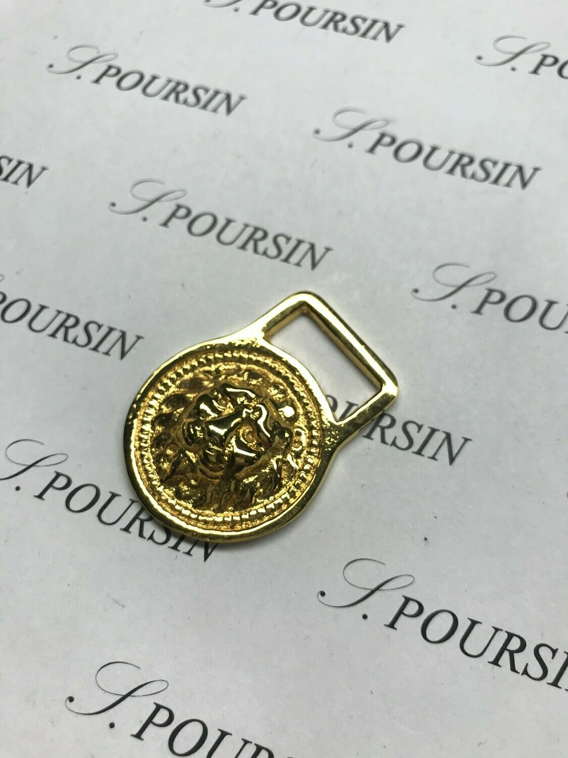 Châtelaine Tête de Lion 16mm Laiton Poli Doré Or3N Verni - lot de 2 pièces