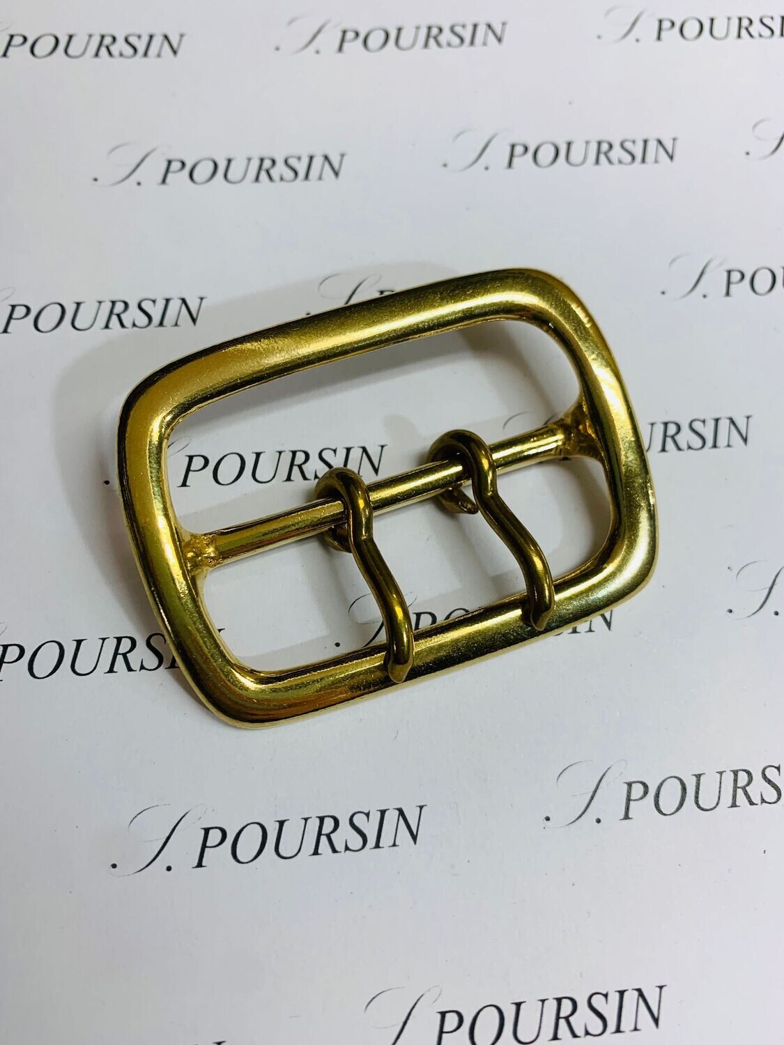 Boucle Méplat 45mm 2 Ardillons Laiton Poli Bille - lot de 2 pièces