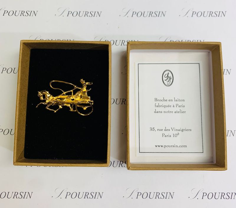 Broche "Calèche" - Laiton Poli Main Doré 2N Verni