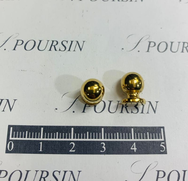 Bouton Double 6X8X11  Laiton Poli bille - lot de 10 pièces