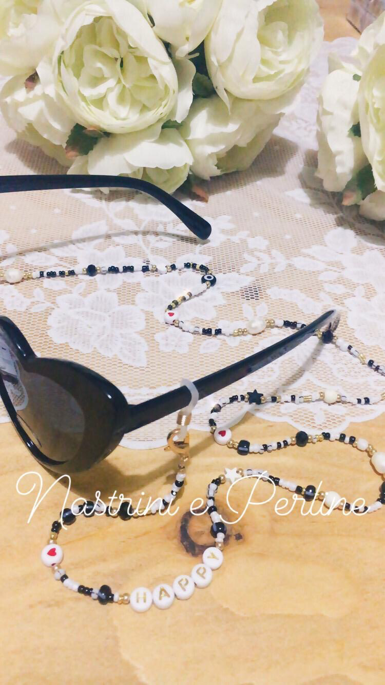 Catenella per occhiali e collana mod. Coachella nero