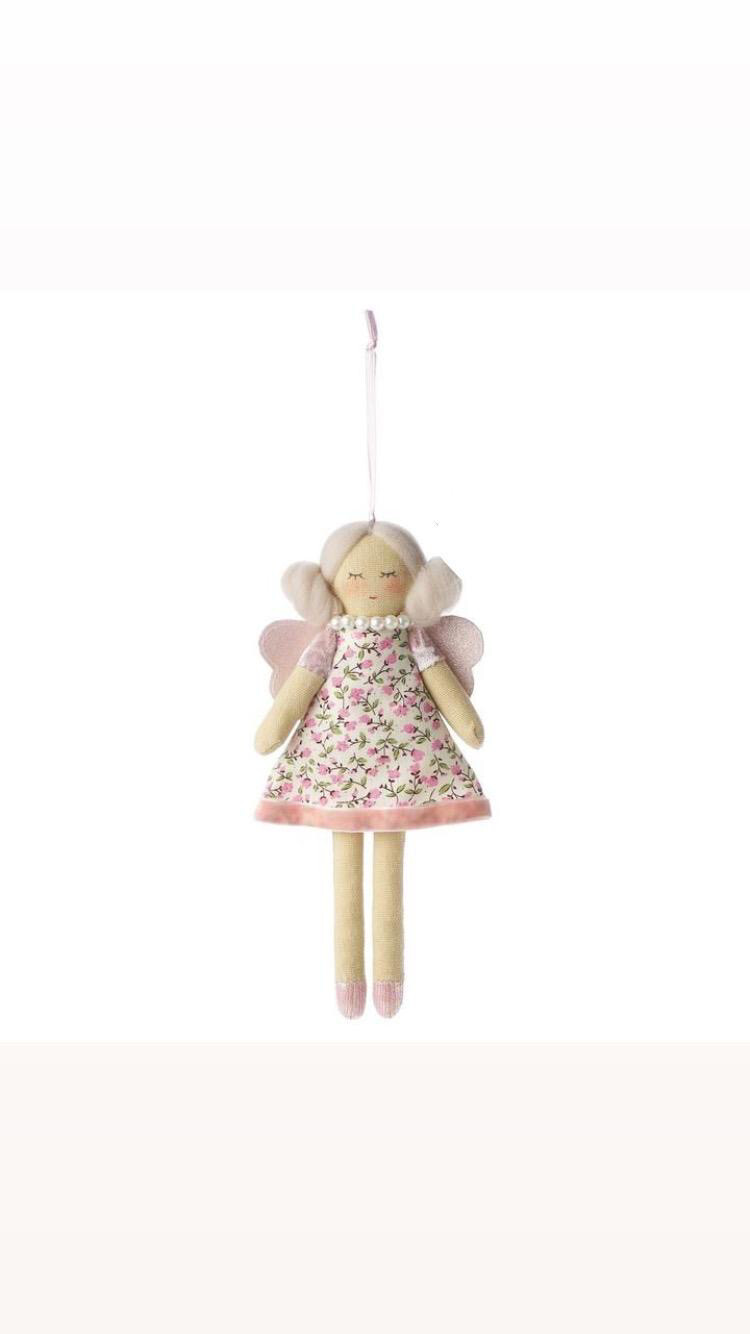 Fata decorazione 20 cm fiorellini rosa