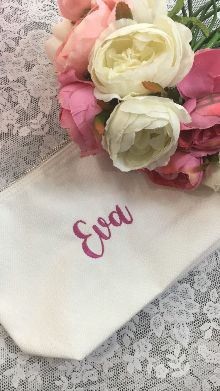 Beauty pochette media con zip bianco 