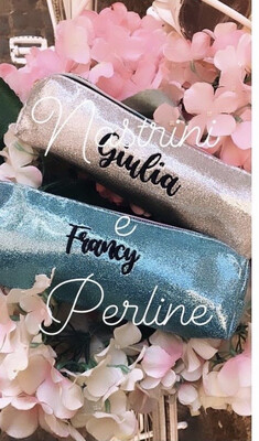 astuccio AZZURRO glitter personalizzato