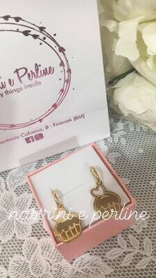 Coppia orecchini cerchietti acciaio cupcake finitura oro