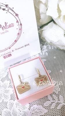 Coppia orecchini cerchietti acciaio c'è posta per te finitura oro