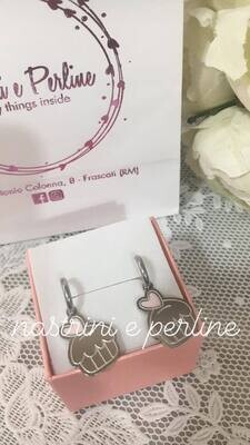 Coppia orecchini cerchietti acciaio cupcake finitura argento