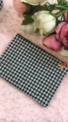 Pochette piatta pied de poule personalizzata 