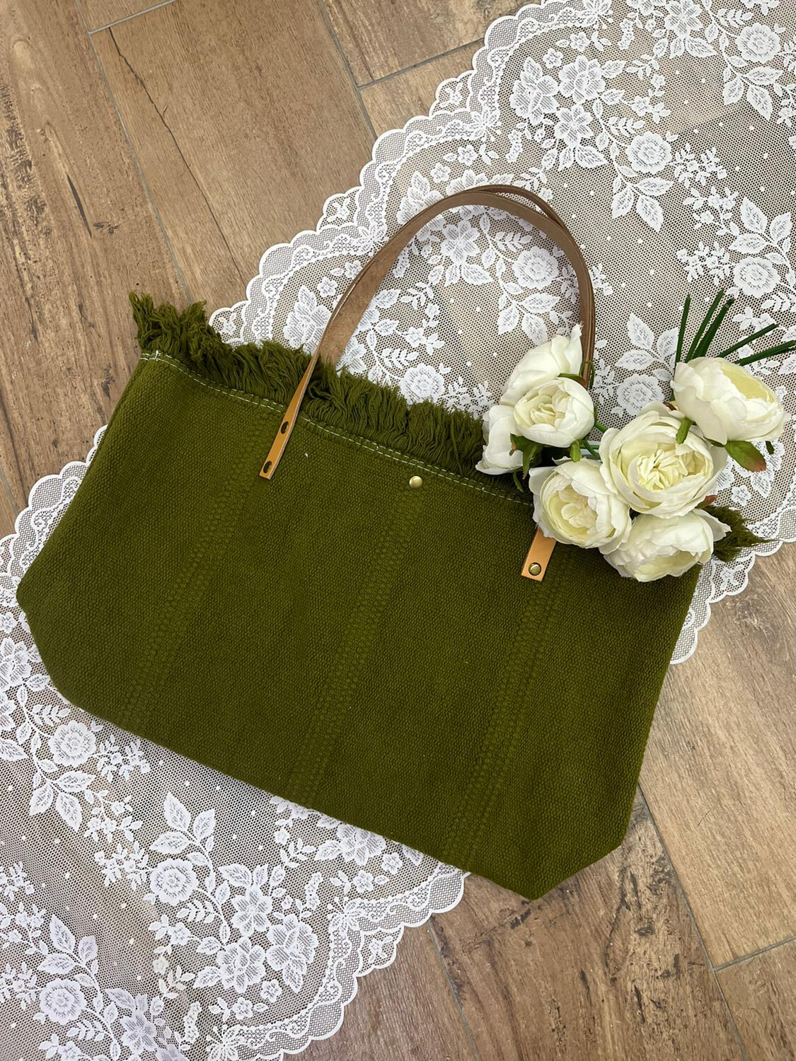 Borsa canvas verde oliva #11