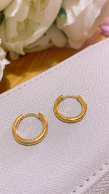 Coppia cerchietti liscio acciaio diam. 17 mm finitura oro