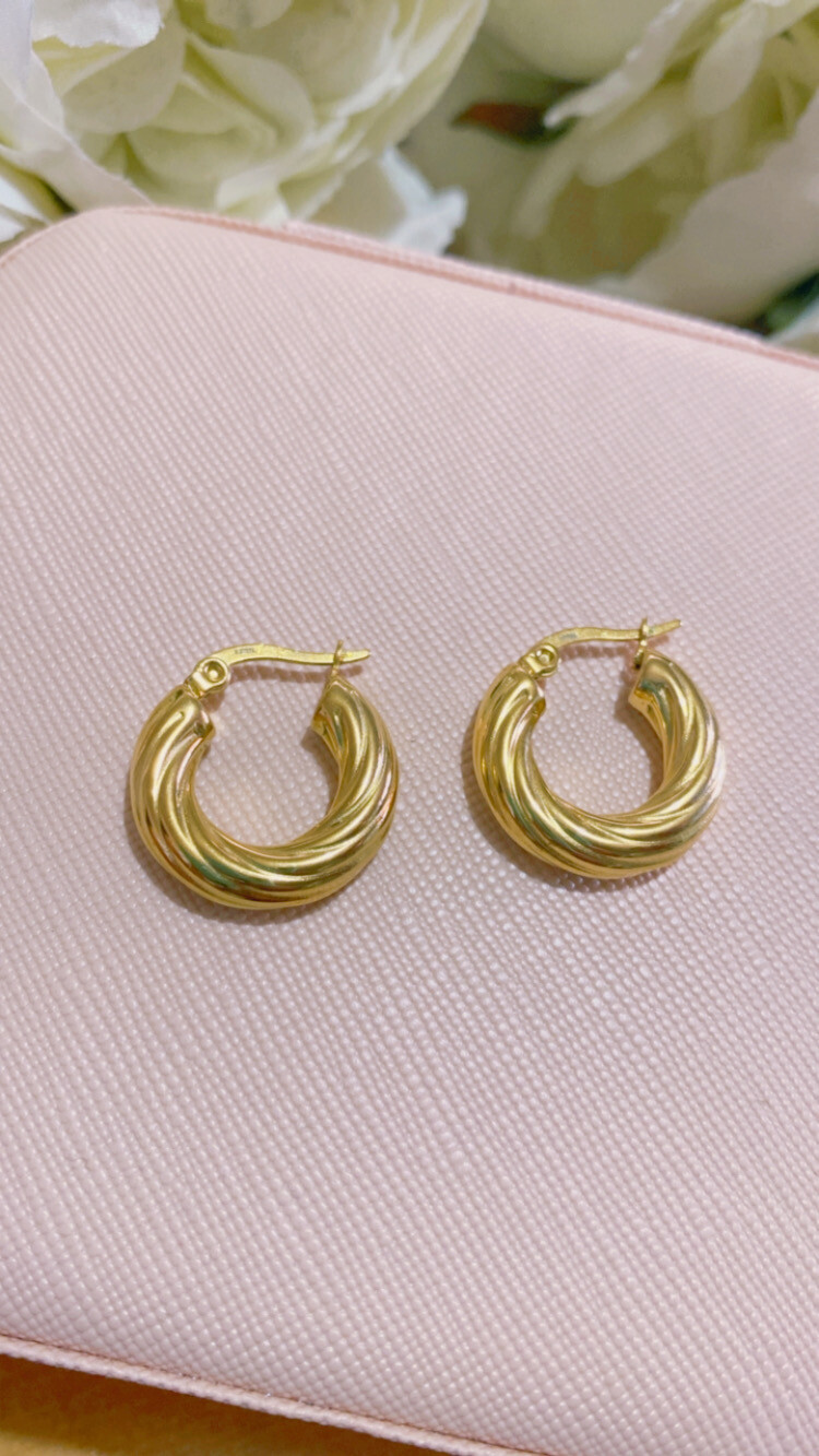 Coppia orecchini cerchi acciaio torchon mod. Alias diam  20 mm finitura oro