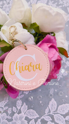 Portachiavi tondo personalizzato rosa collezione Elite