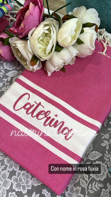 Telo fouta TU7 rosa fuxia banda bianca