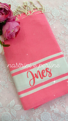 Telo fouta TU6 rosa fluo banda bianca