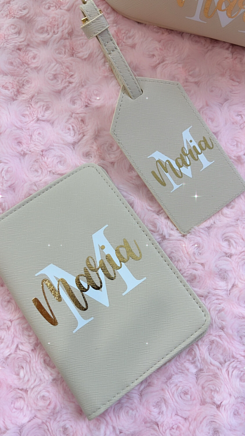 Set travel ecopelle personalizzato panna collezione Elite