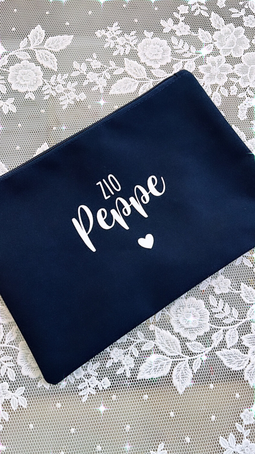Beauty pochette Polly con zip blu navy