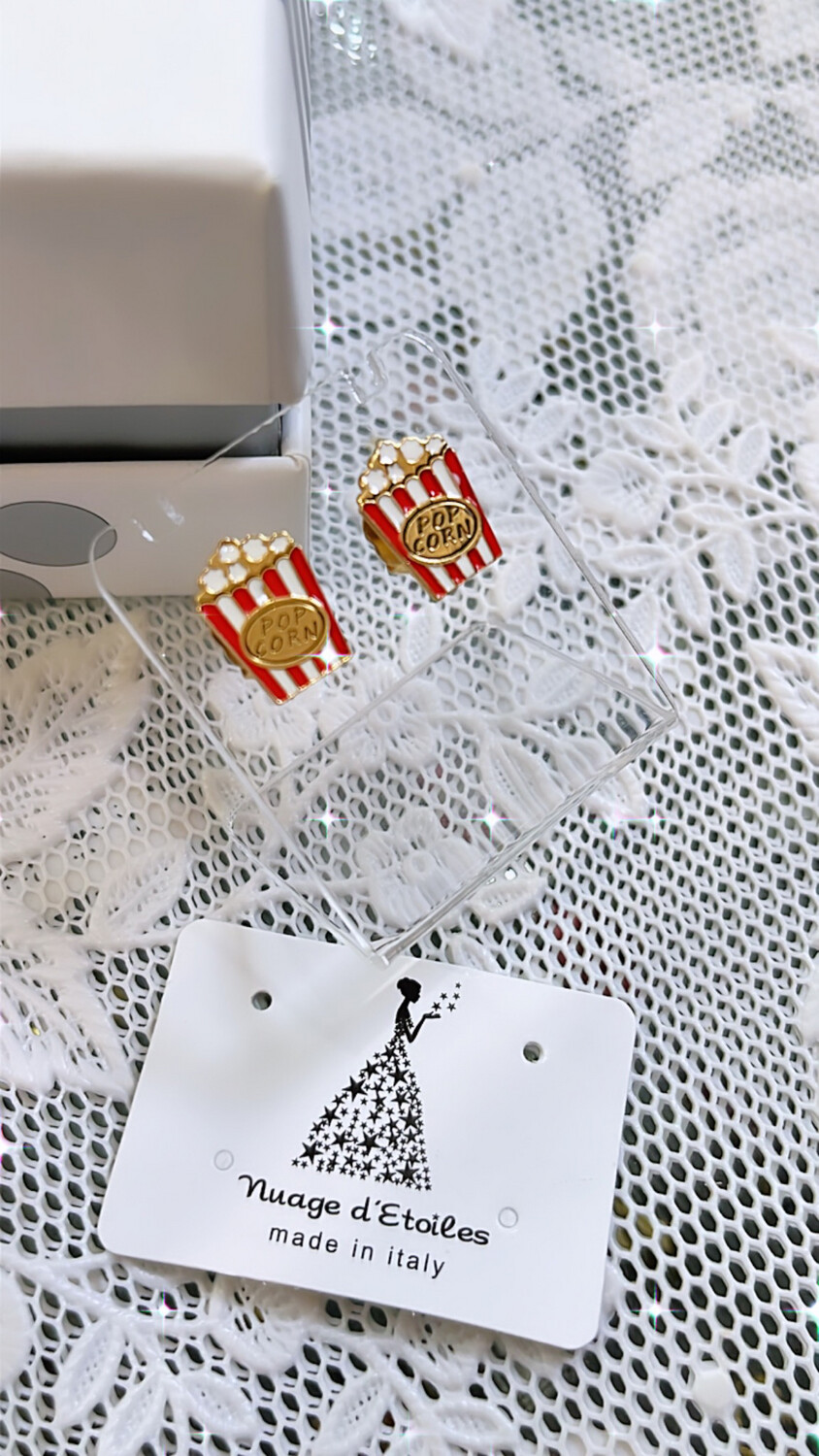 Coppia orecchini pop corn finitura oro