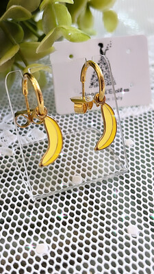 Coppia cerchietti orecchini banana finitura oro