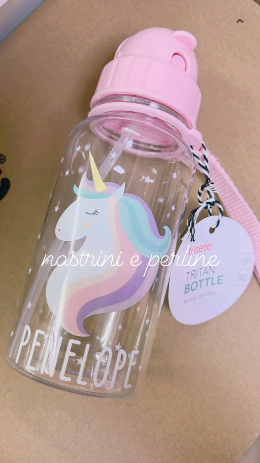 Bottiglia tritan unicorno
