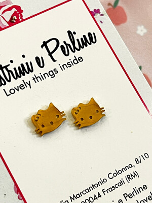 Coppia orecchini acciaio gattina Kitty color oro