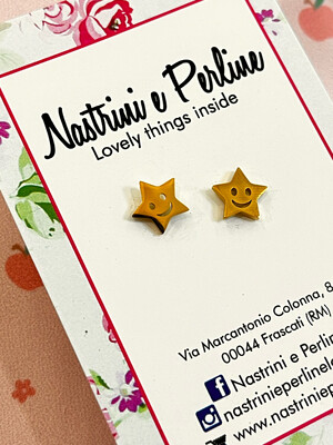 Coppia orecchini acciaio stellina smile color oro