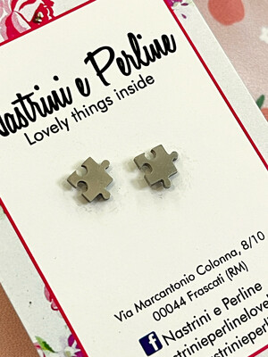 Coppia orecchini acciaio tessera puzzle color oro