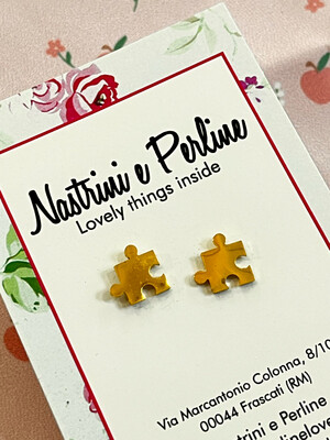 Coppia orecchini acciaio tessera puzzle color argento