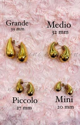 Coppia Orecchini Goccia acciaio finitura oro