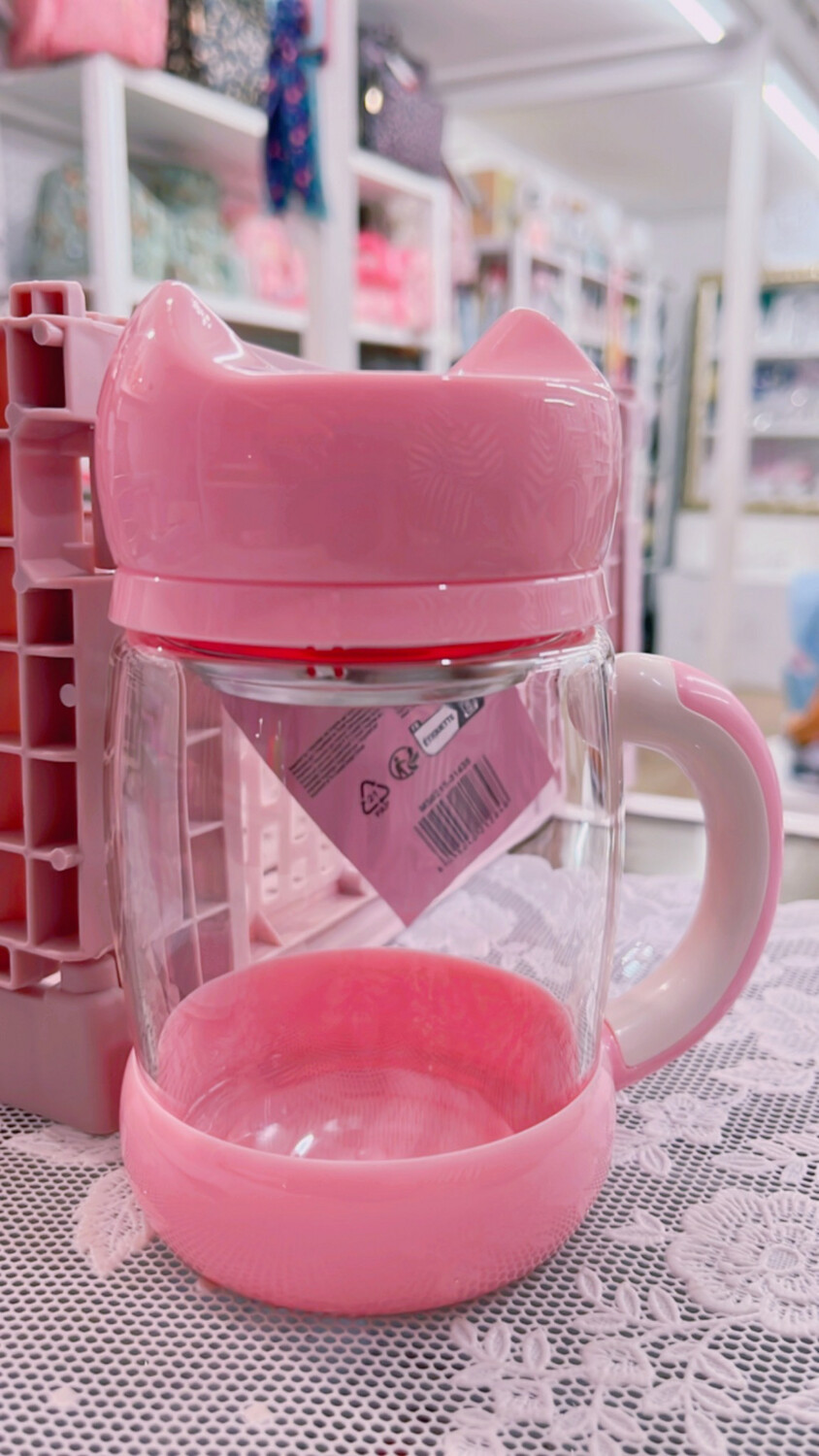 Tazza gatto rosa con infusore