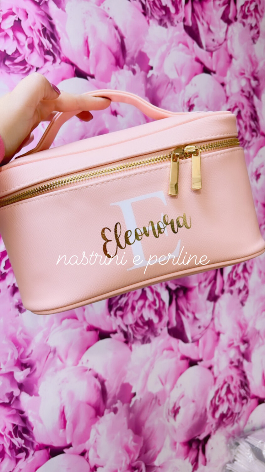 Beauty con manico ecopelle personalizzato rosa collezione Elite