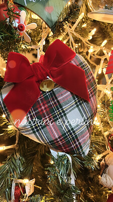 Decorazione cuore tartan bianco personalizzabile