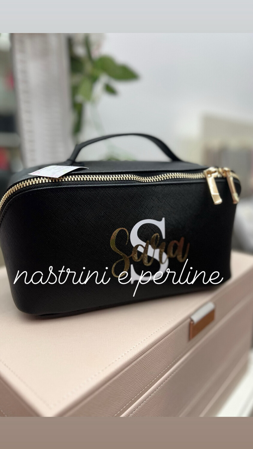 Beauty L nero/zip oro squadrato con manico personalizzato collezione Elite