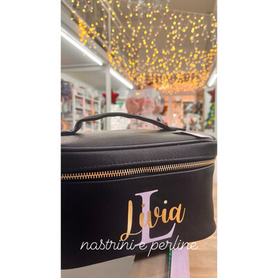 Beauty con manico ecopelle personalizzato nero collezione Elite