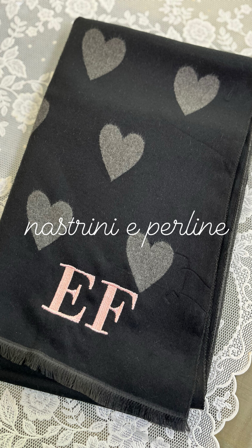 Sciarpa Cuori nero e tortora