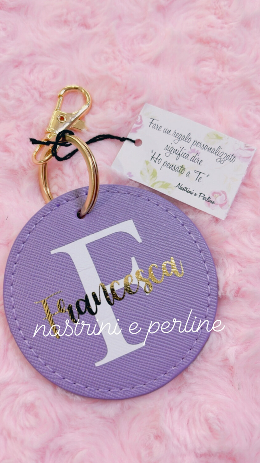 Portachiavi tondo personalizzato lilla collezione Elite