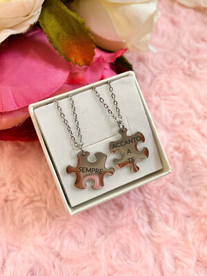 Coppia di Catenine Puzzle Sempre accanto a te