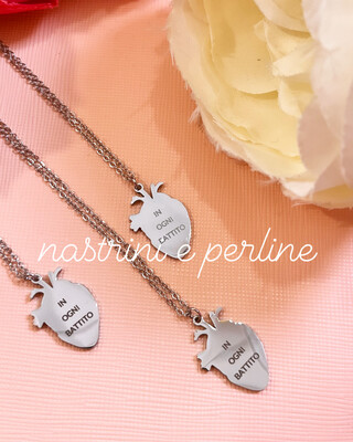 Catenina Cuore Anatomico piccolo Personalizzata argentata