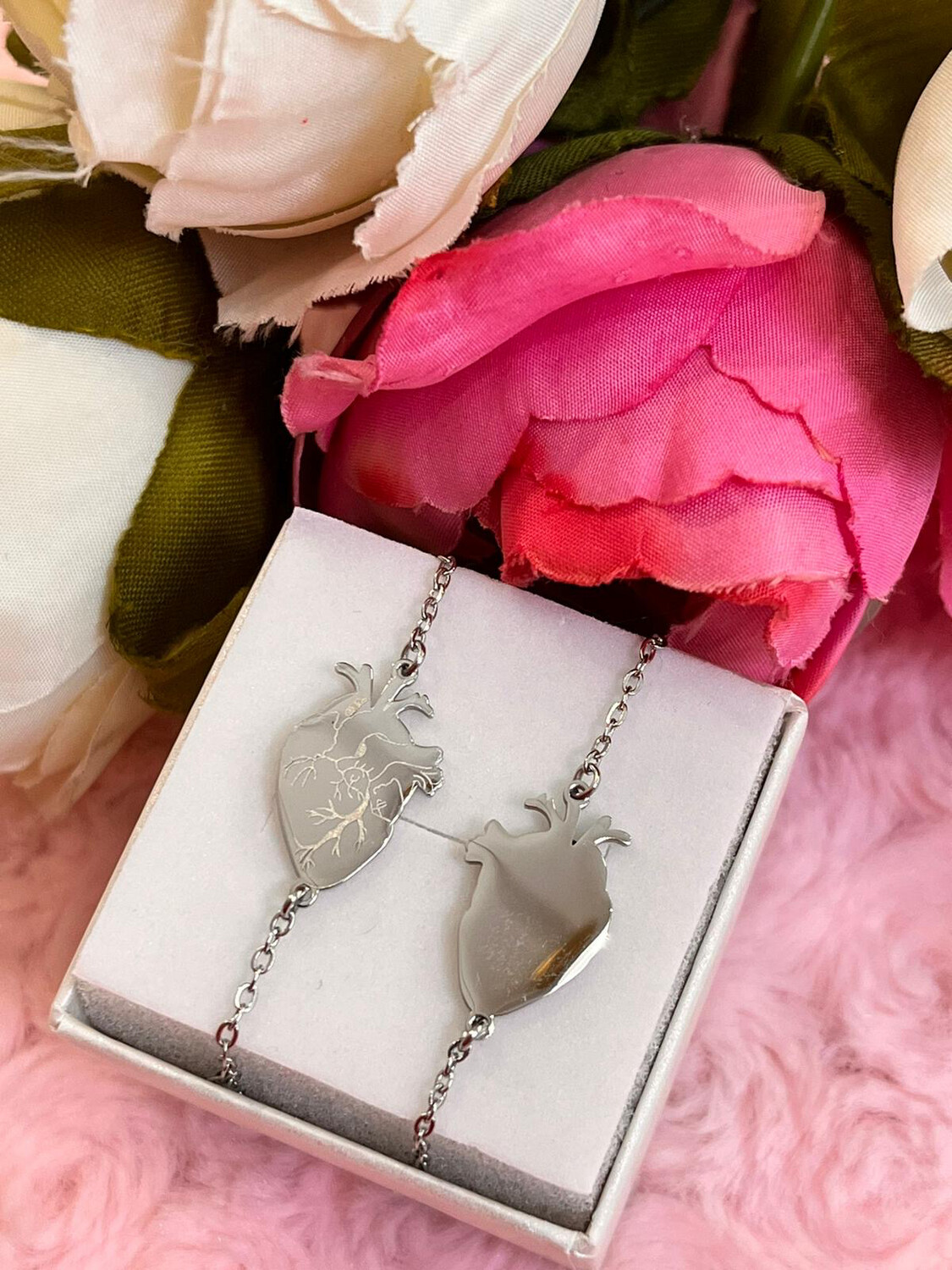 Bracciale Cuore Anatomico piccolo Personalizzato argentato