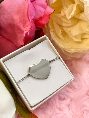 Bracciale cuore centrale personalizzato argentato