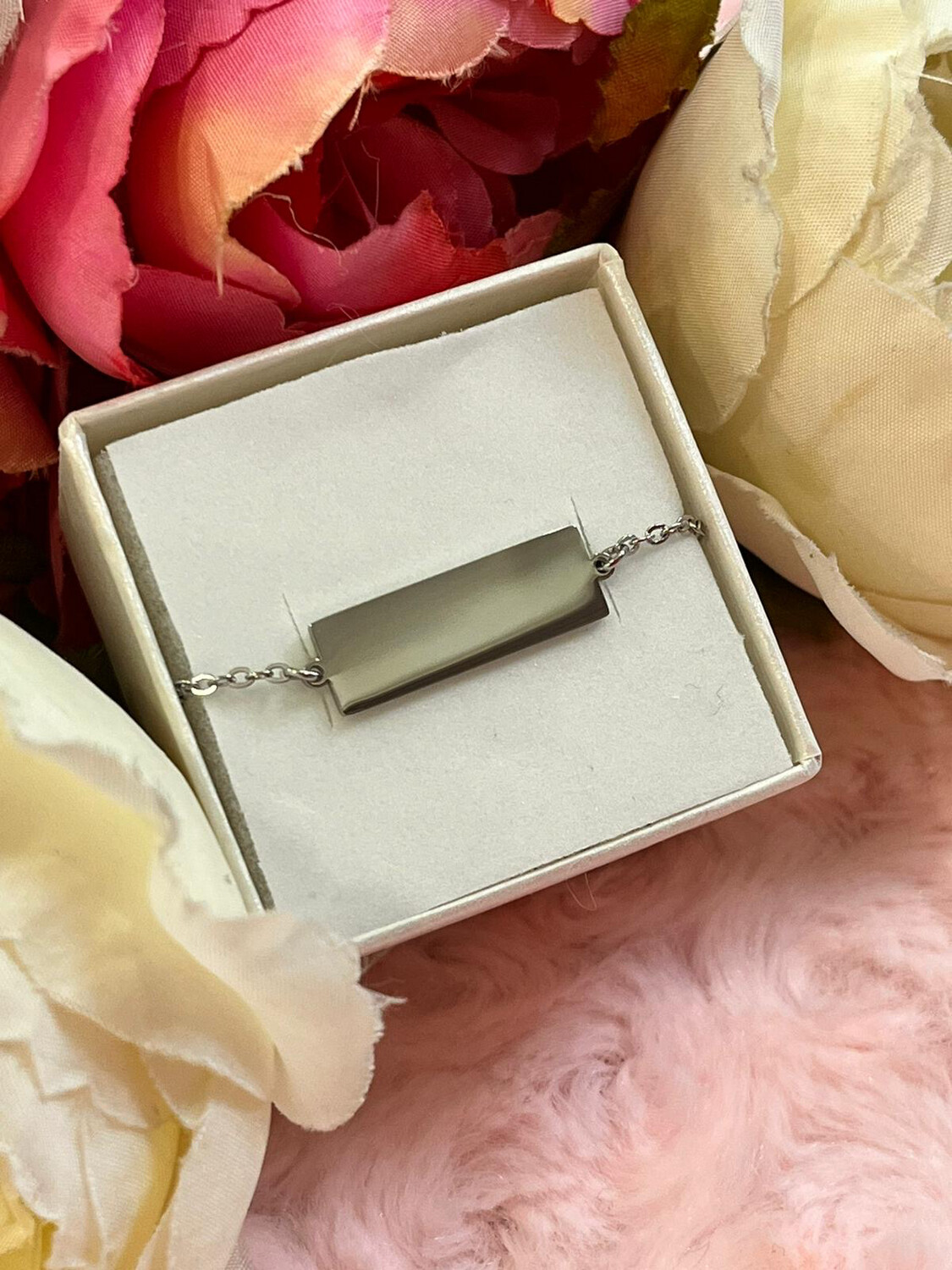 Bracciale targhetta rettangolare personalizzata argentata