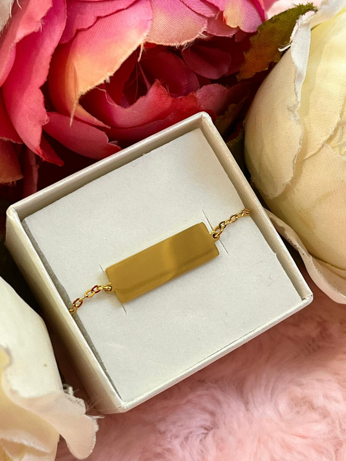 Bracciale targhetta rettangolare personalizzata dorata