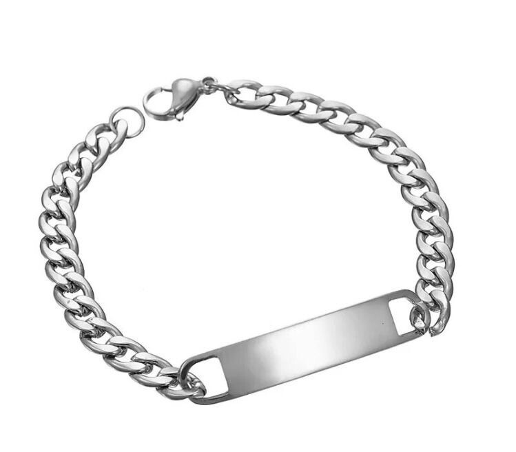 Bracciale ariete targhetta personalizzata maglia piatta argentata