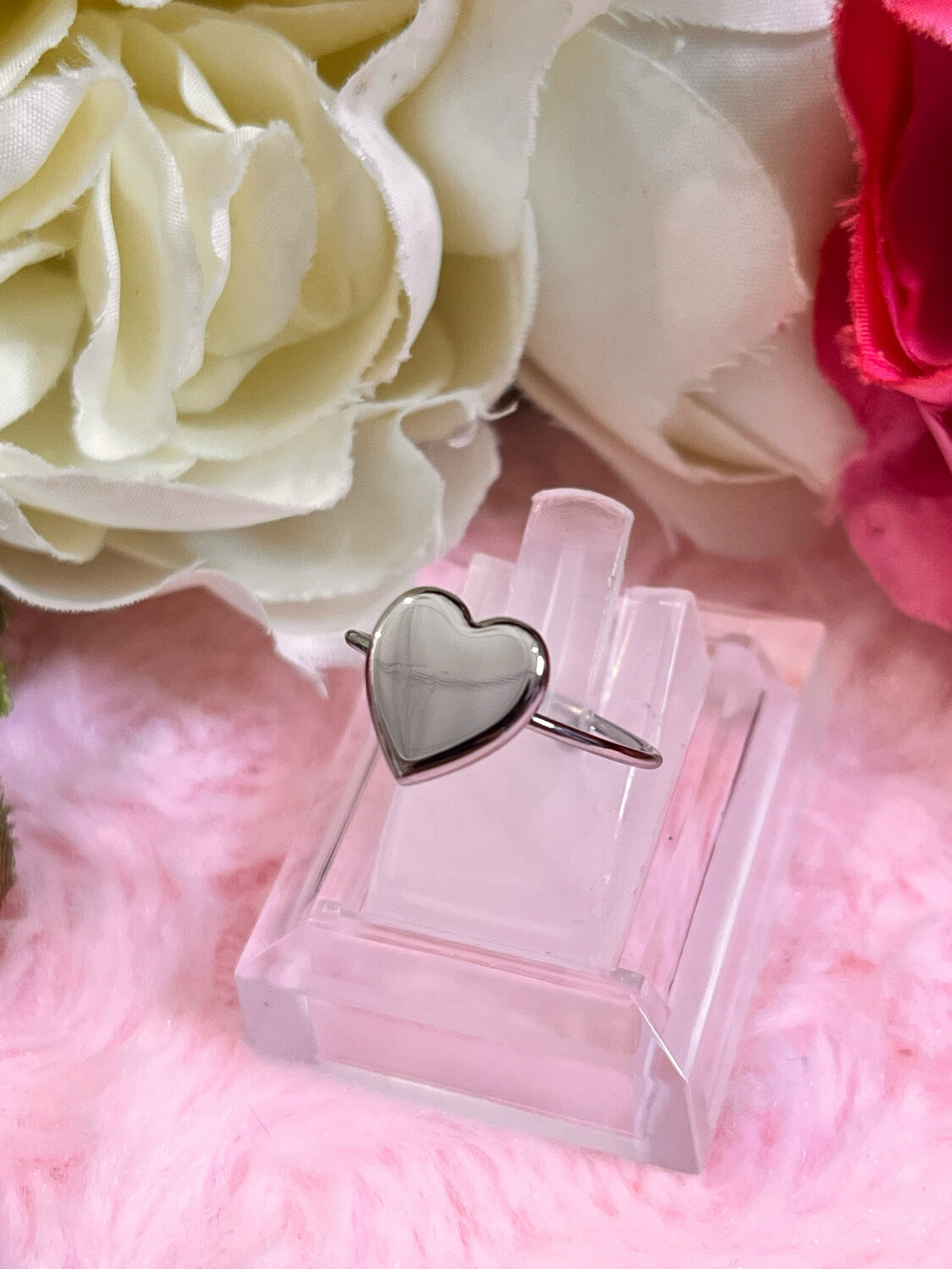 Anello cuore fisso argentato