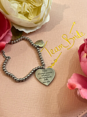 Bracciale catena pallini con ciondolo cuore