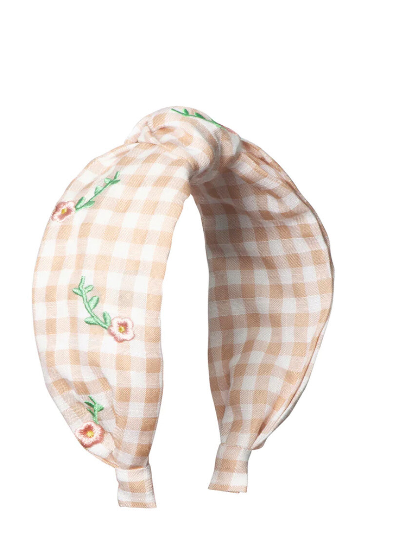Cerchietto capelli quadretti beige e fiori Rockahula